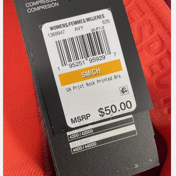 Under armour Project Rock Printed Bra Womens Small Gym Training Red - Picture 4 of 4